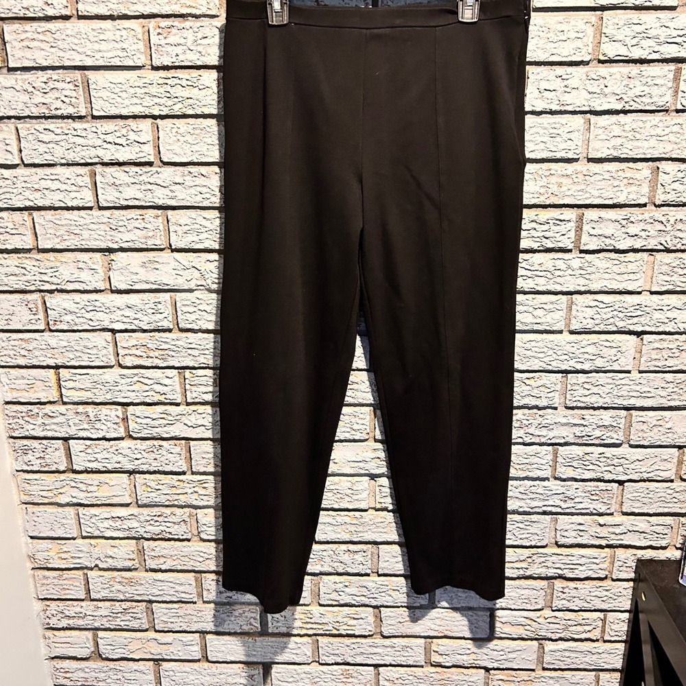 Talbots Petites Black Ponte Knit Trousers Side Zip Dress Pants Size M Medium